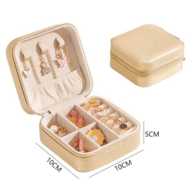 Portable Jewelry Storage Box Jewelry Organizer Display Travel Jewelry Case Boxes Button Leather Zipper Jewelers Joyero