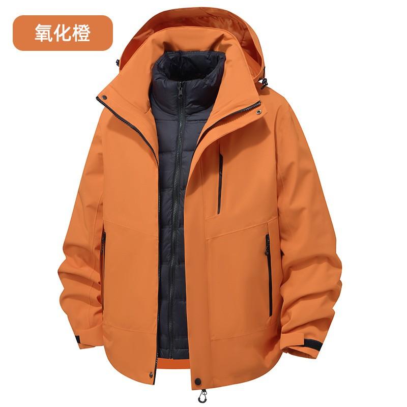 Men Women Winter Waterproof 3-in-1 Detachable Hooded Outdoor Jacket With Down Inner Layer Hiking Skiing Camping