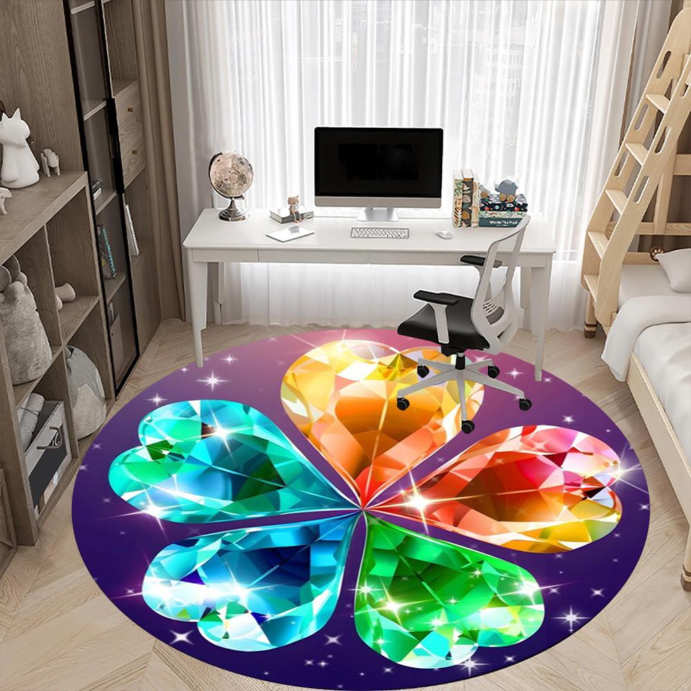 1pc Diamond Clover Chair Carpet for Office, Soft Comfortable Mat For Office, Living Room, Bedroom, Machine Washable Carpet yy251112012