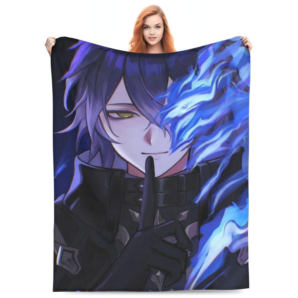 Game Role Flins Genshin Blanket Flannel Sofa Throw Blanket Super Soft for Home Bedroom Throws Bedspread Quilt