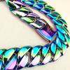 Rainbow Color Vacuum Plating 316L Stainless Steel Width 32mm Very Heavy 40-55cm Big Necklace