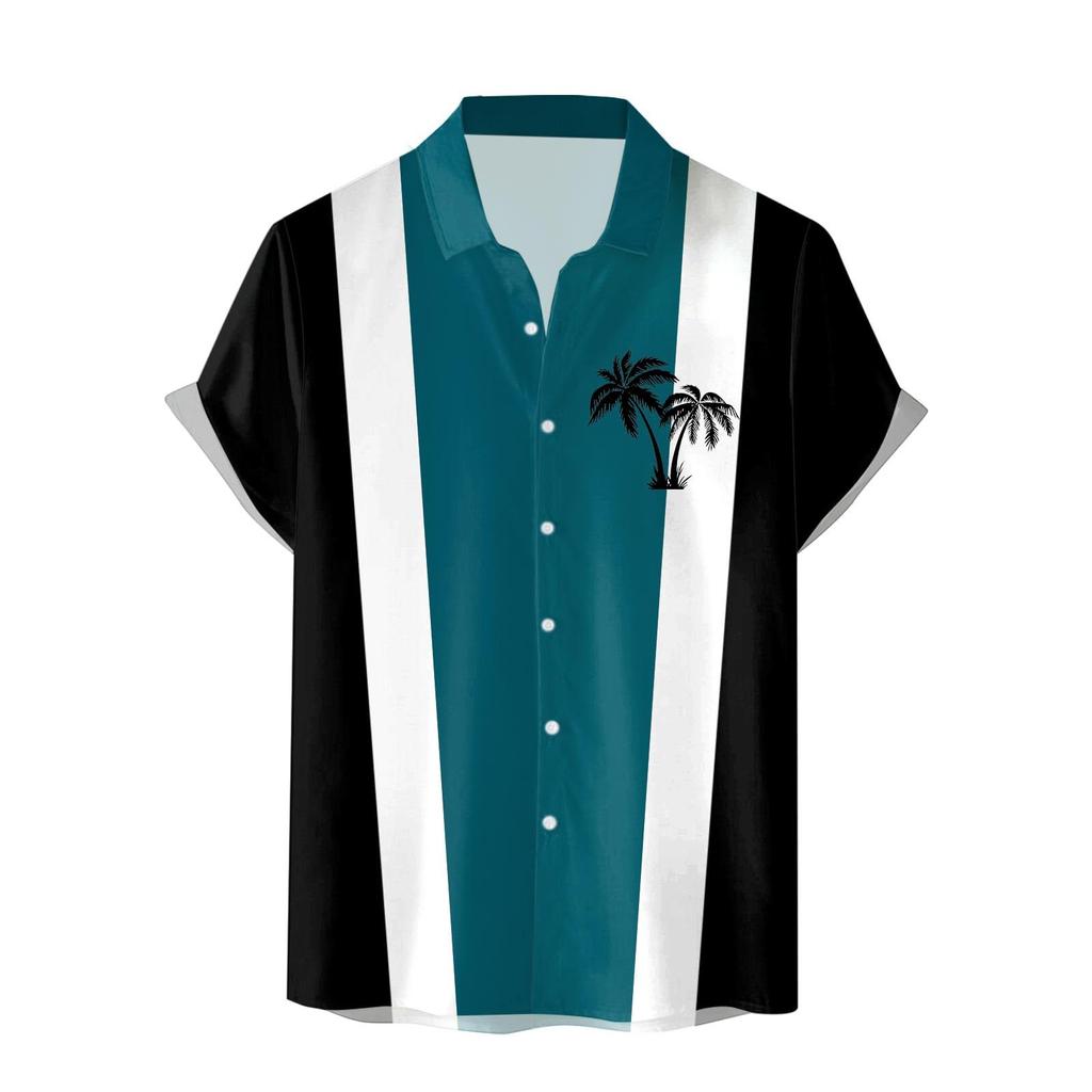 Новая мужская повседневная приталенная модная рубашка с короткими рукавами с 3D-принтом