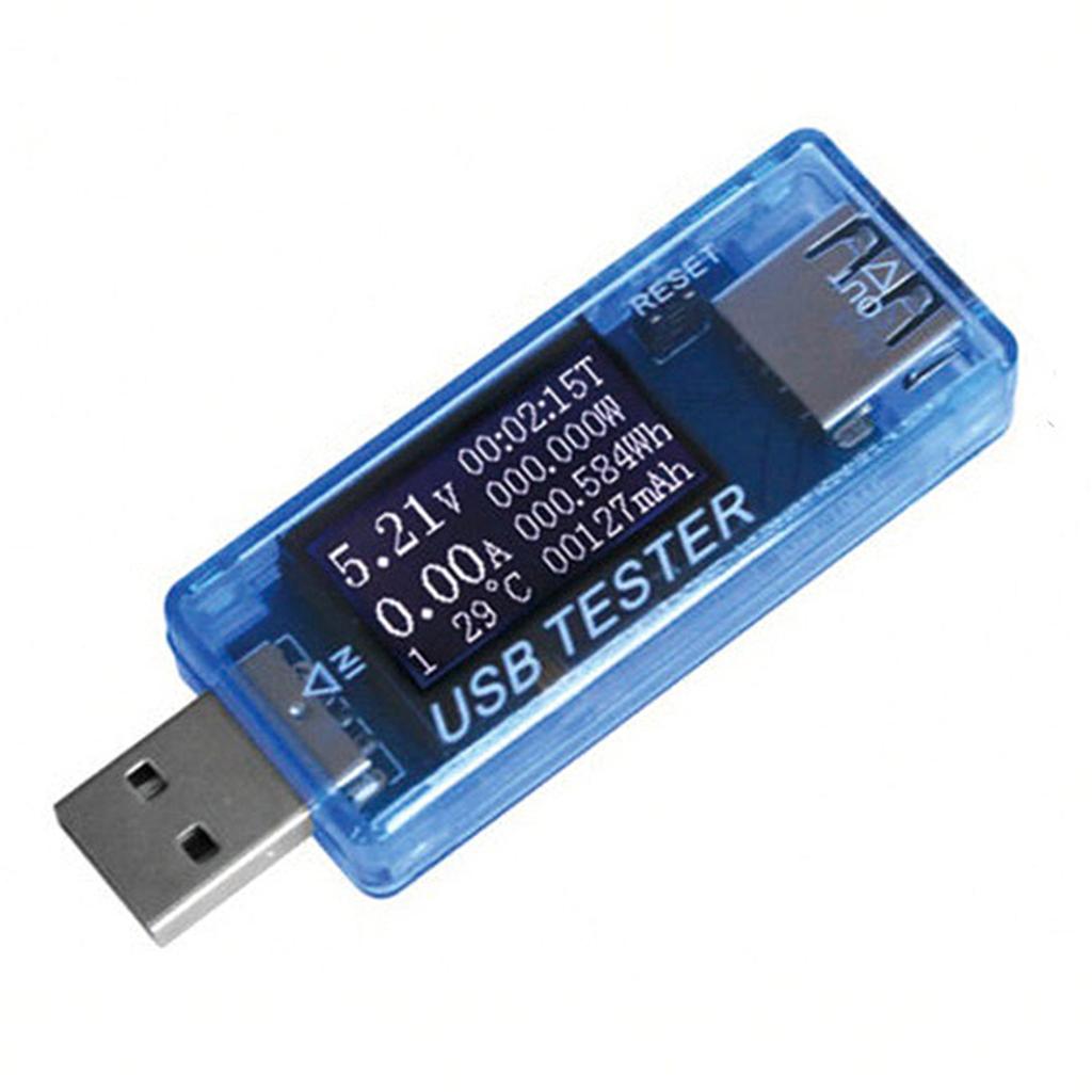 USB тестер ток напряжение емкость время мощность Вт температура дисплей USB вольтметр синий