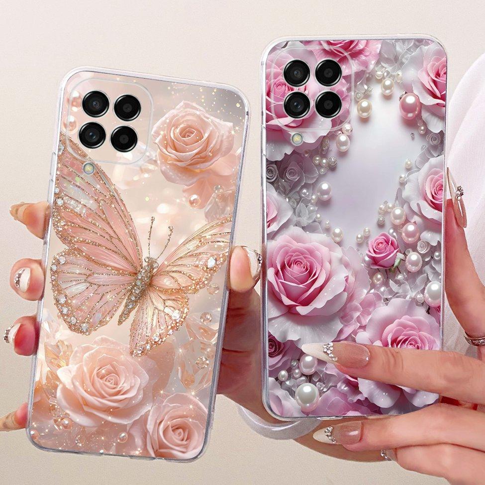 Clear For Samsung M53 5G Case Luxury Fashion Butterfly Funny Cute Painted Cover For Samsung Galaxy M53 5G SM-M536B Casing