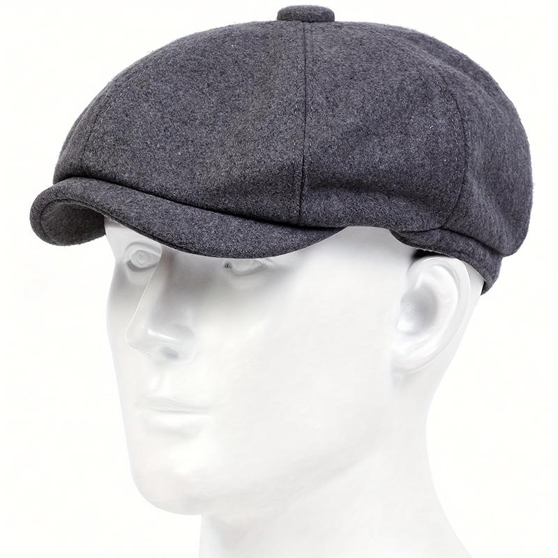 Solid Color Wool Newsboy Hat Men Peaked Cap Leisure Taxi Driver Hats Classic Beret Caps for Women