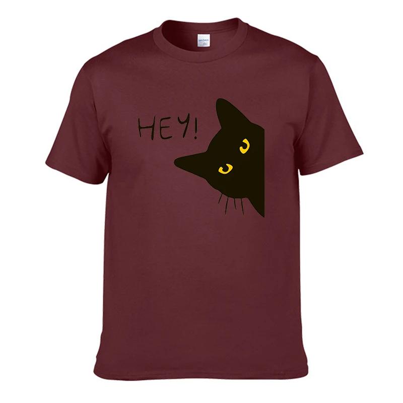 Say Hey Cat Pattern Printing Мужчины Женщины Футболка с принтом Уличная одежда Модные топы Спортивная одежда