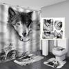 4pcs Wolf Shower Curtain Set with Non-Slip Rug and Toilet Accessories - Waterproof Bathroom Decor with 12 Hooks