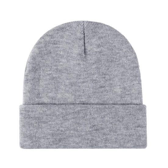 Зимняя унисекс вязаная шапка эластичная с отворотами утолщенная однотонная защита ушей теплая