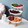 1PACK 1/2/3 Layer Wooden Fruit Rack Nordic Luxury Style Double Layer Fruit Bowl Household Wooden Snack Tray Natural Wood Material