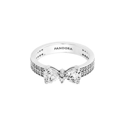Pandora 193552c01 Вечное сверкающее кольцо с двойным рядом в виде банта, серебро