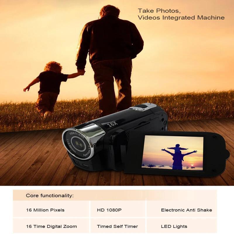 Видеокамера 16MP Full HD цифровое масштабирование Видеокамера TFT LCD экран Съемка DVR Видеокамера 2,7-дюймовый экран Просмотр воспроизведения