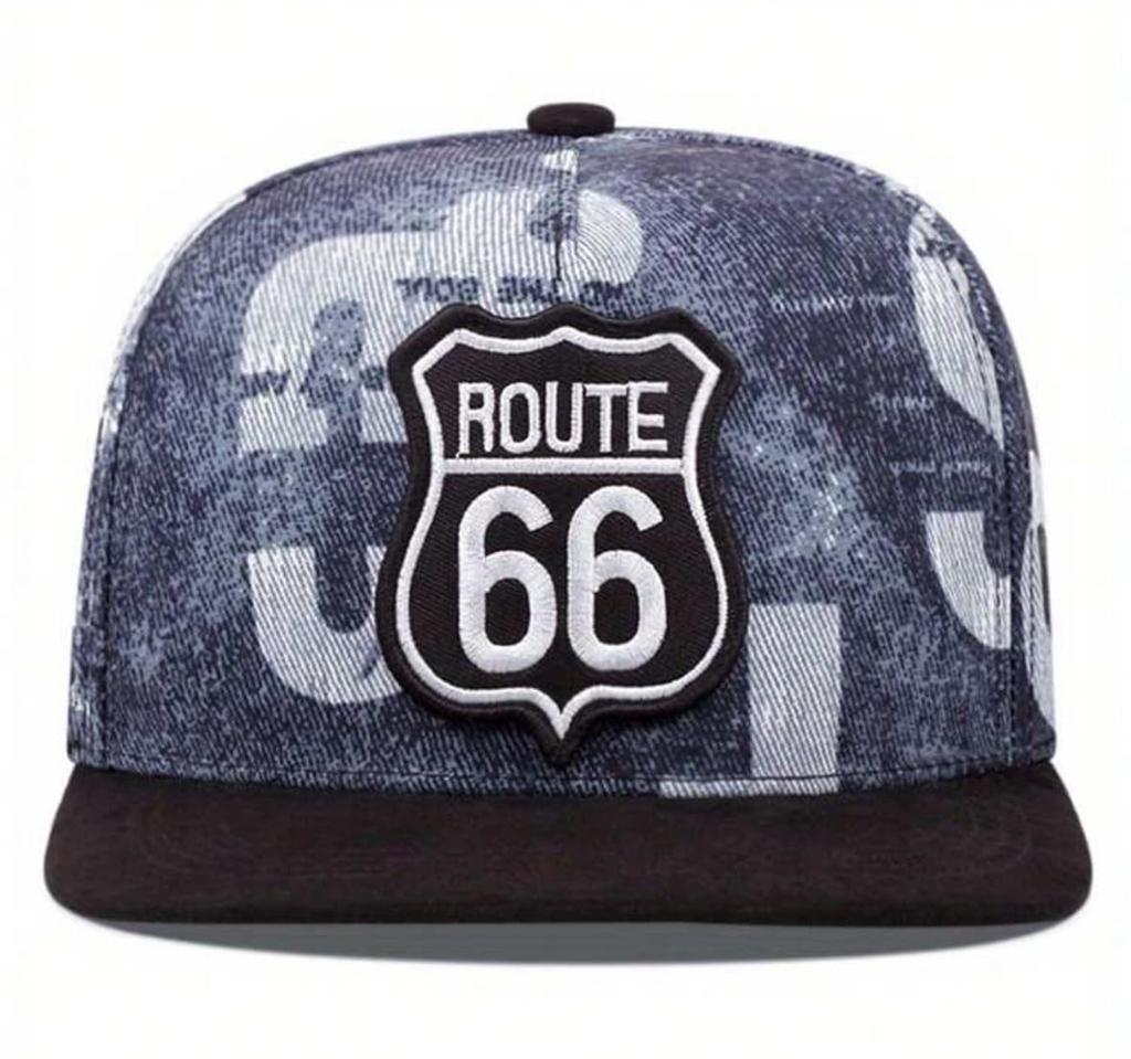 Sproutsy Men's ROUTE66 Baseball Cap, Casual and Stylish for Outdoors, Flat Cap (Blue)