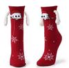 Пара рождественских магнитных носков до середины икры – Дизайн «Глаза, держащиеся за руки»