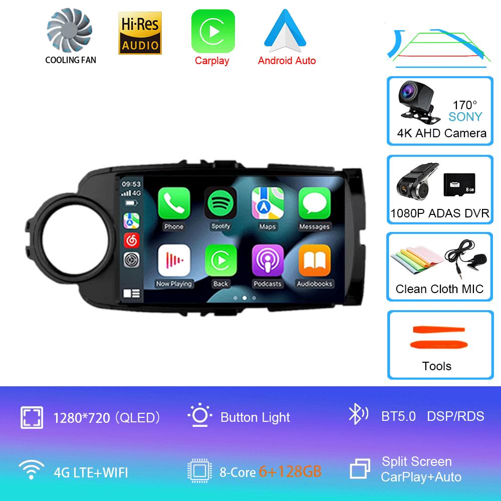 Car Radio Android 14 Carplay For Toyota Yaris 2012 2013 2014 2015 2016 2017 Navigation GPS Multimedia Player stereo wifi BT Auto