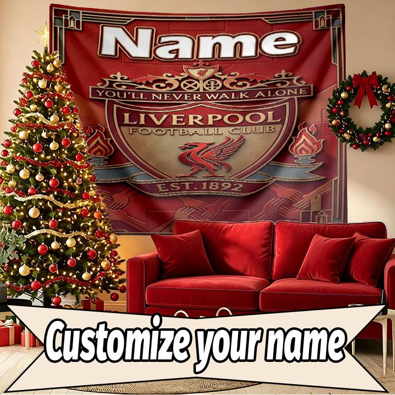 Custom Name Personalized Liverpool FC Print Tapestry, Wall Art Decor, Bedroom, Dorm, Apartment, LivingRoom, Party Backdrop, Gift for Birthday