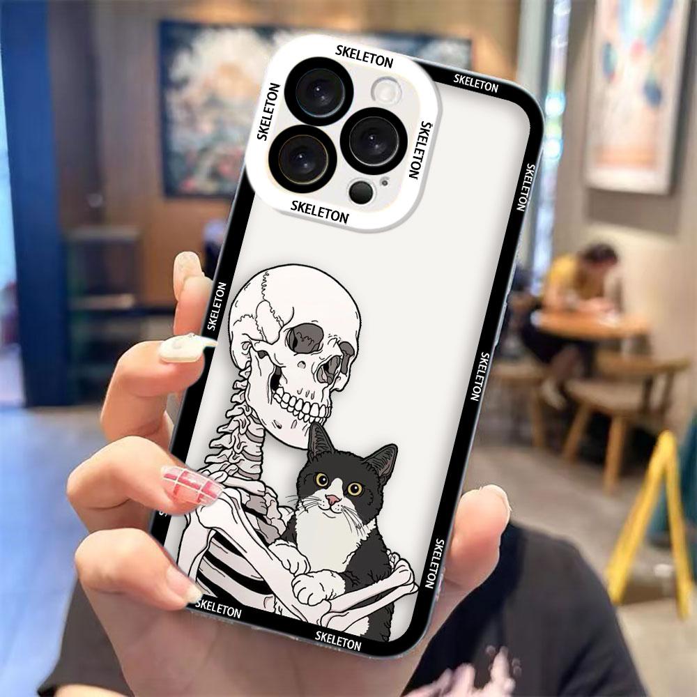 Ужасный Кот-Череп Прозрачный Чехол Для Телефона Для Infinix TECNO POVA 2 4 3 5 SMART 6 7 8 NOTE 10 11 12 30 30I 40 50 CAMON 19 20 Чехол