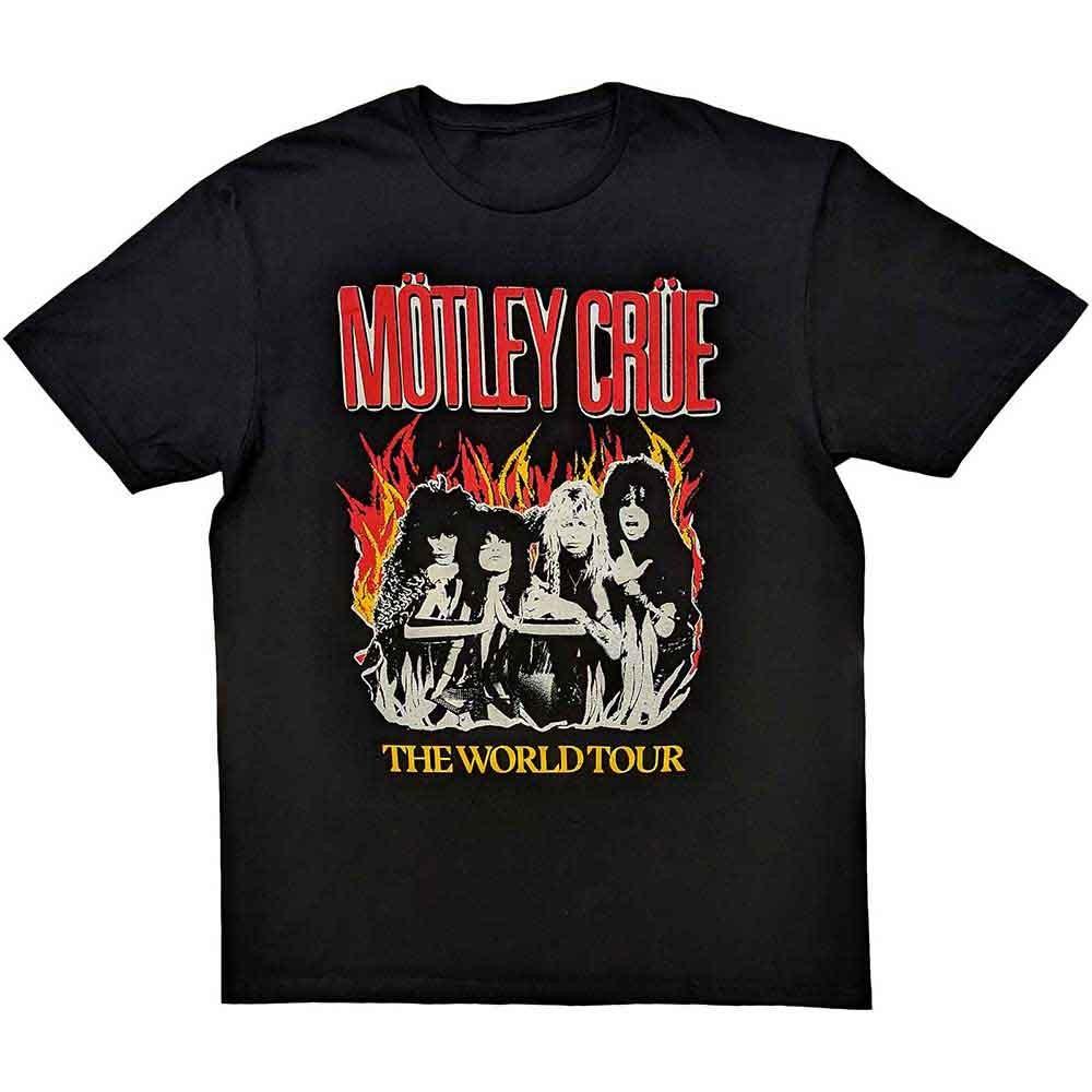 Motley Crue Vintage World Tour Flames Official Men's T-Shirt Unisex