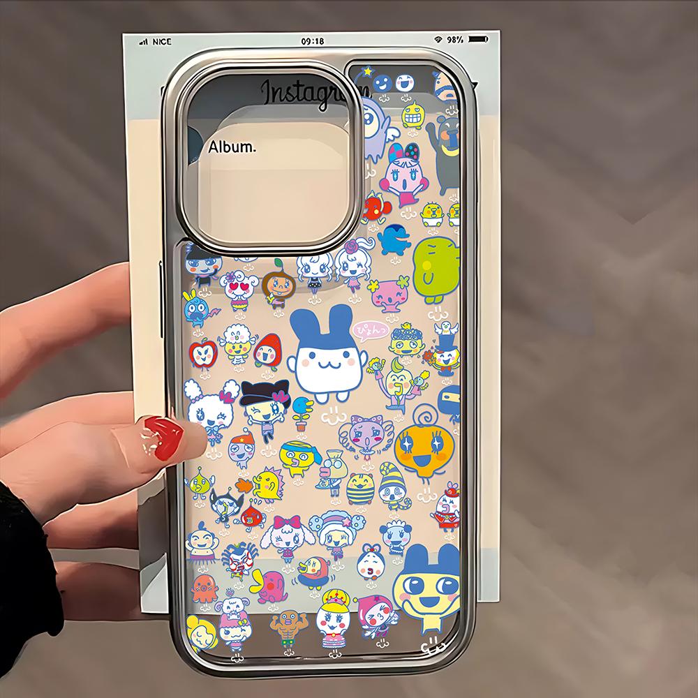 Мультяшный Чехол-Телефон Тамагочи Собака для iPhone 16e 16 15 14 13 12 11 Pro Max X XR XSMAX 8 7 Plus Роскошная Прозрачная Мягкая Задняя Крышка