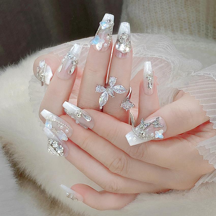 Elegant and high-value hand-worn nail pads Butterfly nail art finished products Removable fingernails False nails U75