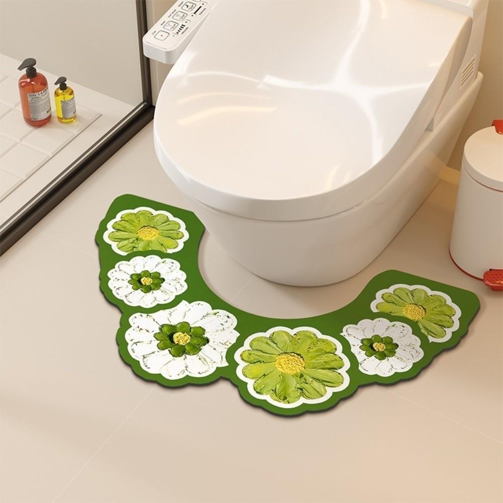 Oil Painting Style U-shaped Toilet Mat Quick Drying Bathroom Mat Anti Slip Floor Mat For Bathroom