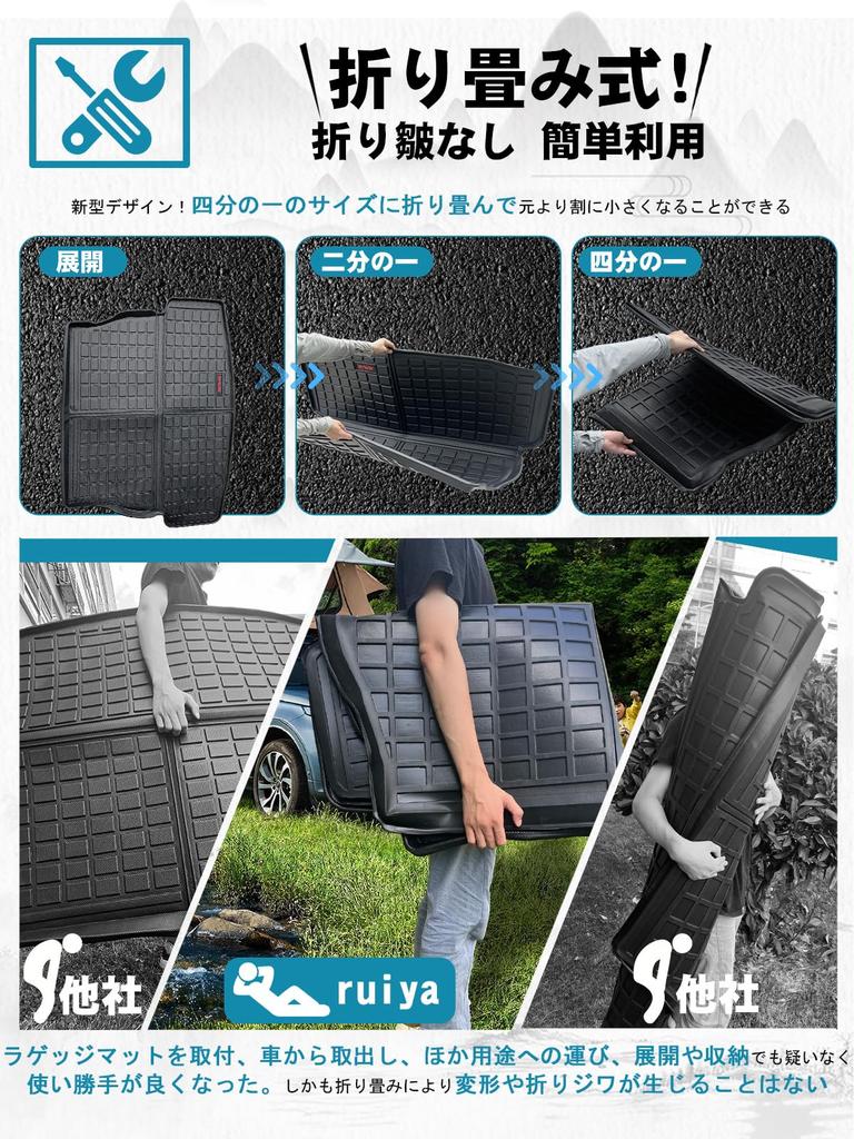 Ruiya Luggage Mat for the New Suzuki Spacia and Suzuki Spacia Custom 3D Luggage TPE Easy To Trunk Custom Washable Mk54s, Tray, Waterproof, Non-Slip,