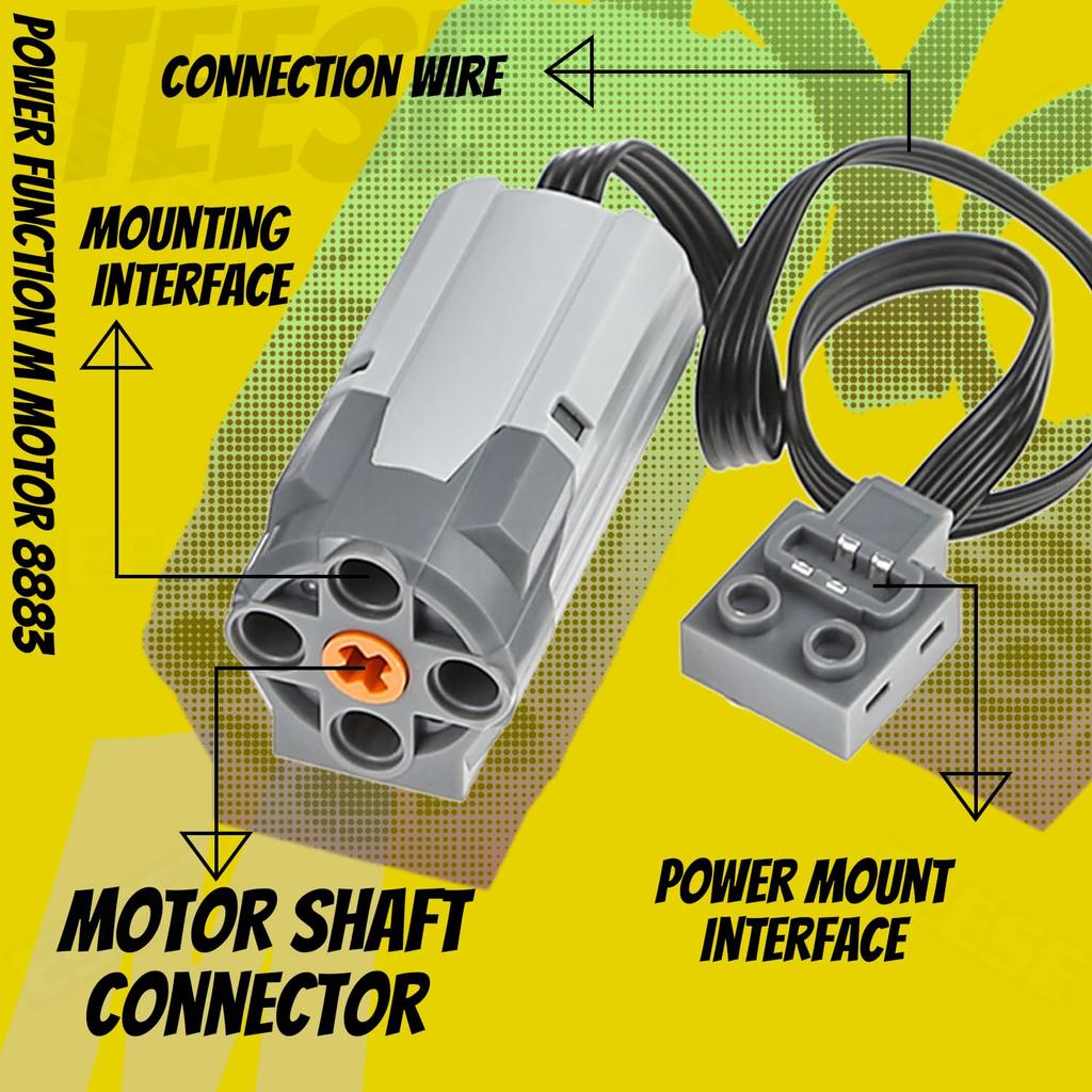 TEESE 50-Piece Technic Electric Motor Set with Box Extension Cable, Gear Axle Universal Joint, Compatible with LEGO Technic Parts