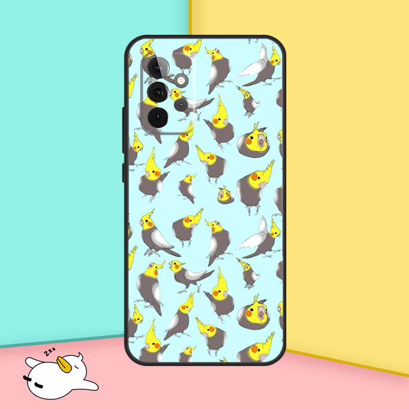 Cartoon Cockatiel Collage Cover For Samsung Galaxy A53 A33 A13 A12 A32 A52 A14 A34 A54 A15 A25 A35 A55 A71 A51 Case