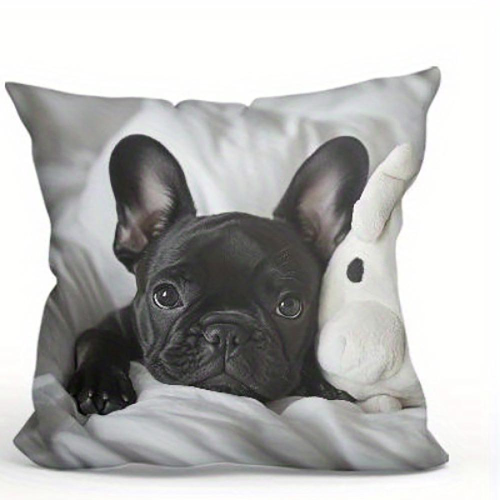 French Bulldog Patterned Doublesided Printed pillow cover Short plush Suitable living rooms bedrooms sofas throw cushion cover