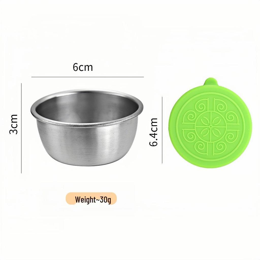 50/70ML Stainless Steel Sauce Cup with Silicone Lid - Leak-Proof Seasoning and Dipping Container