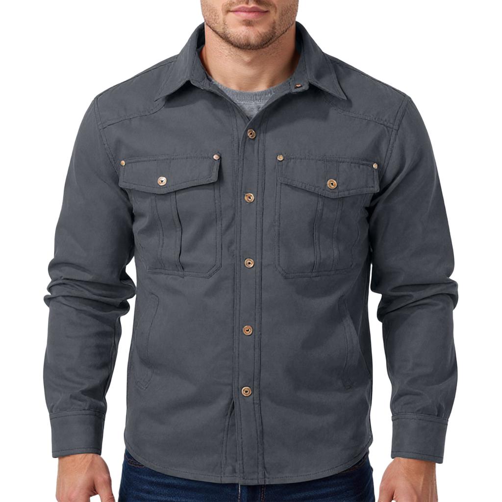 Men's Relaxed-Fit Casual Workwear Long-Sleeve Jacket Shirt