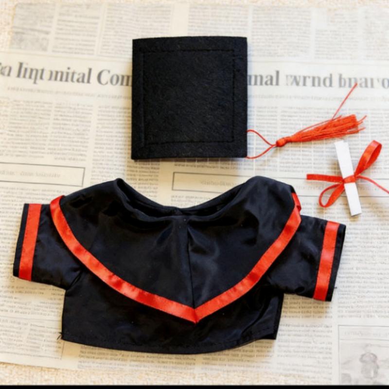 30cm Plush Bear Graduation Costume, Multi-color Doll Graduation Gown & Cap Decorative Accessories
