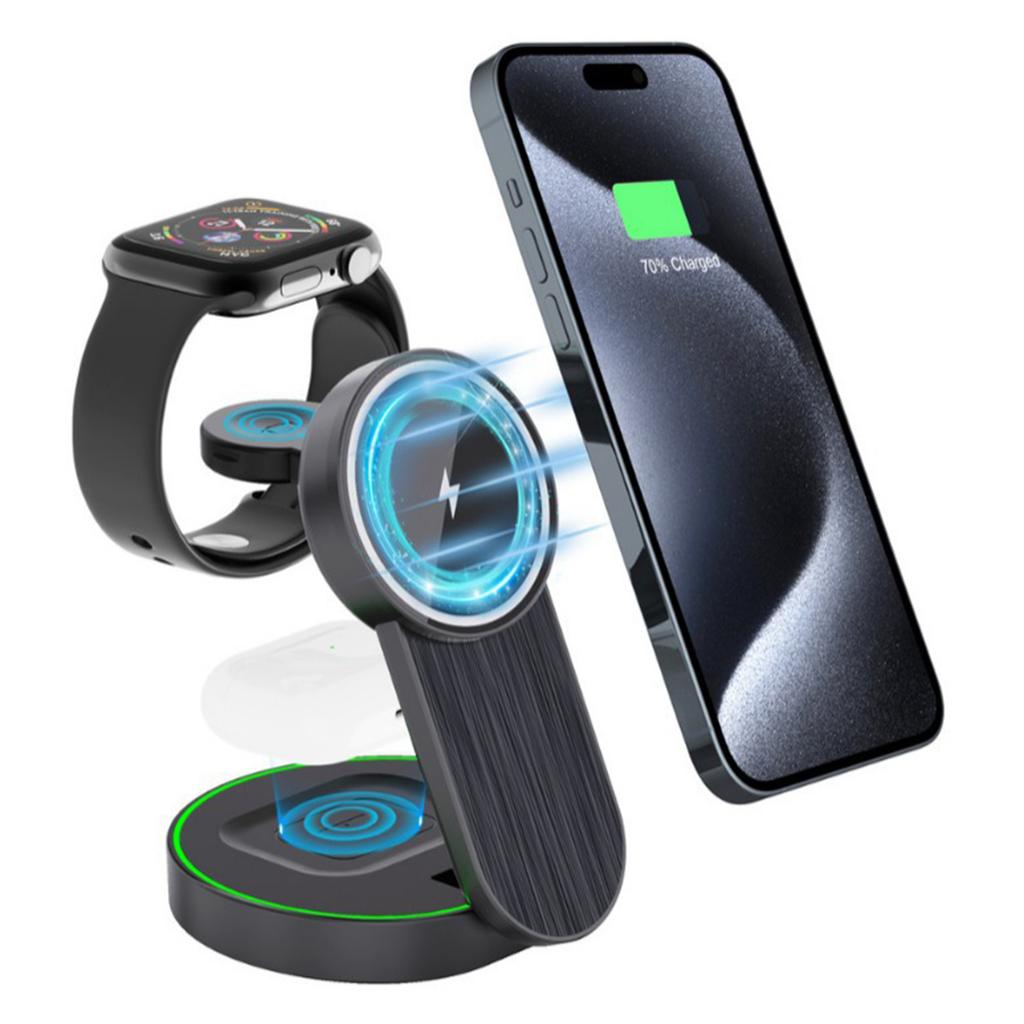 L9 15W Magnetic Wireless Charger Folding Charging Station for Apple Devices