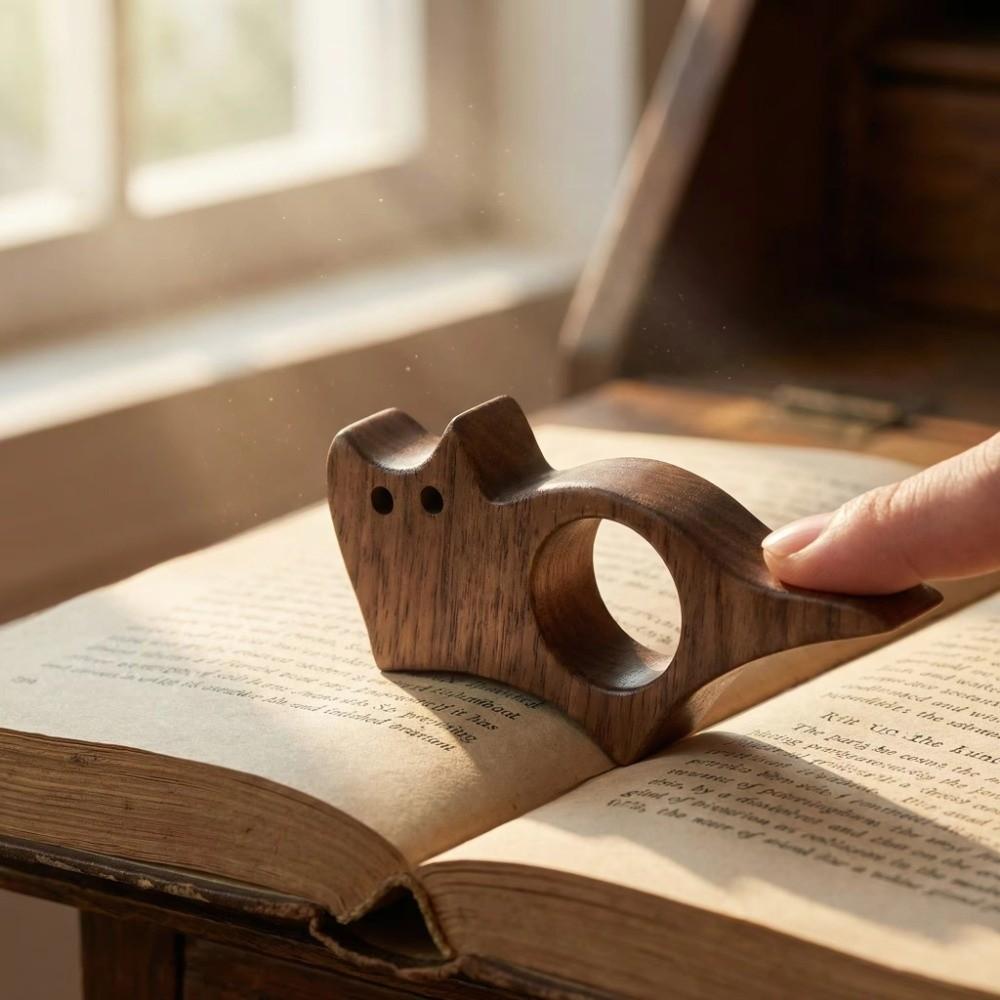One Hand Operation Wooden Cat Bookmark Page Turning Fixed Page Holder Bookmark Book Use