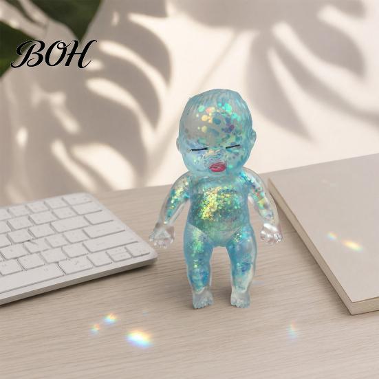Babies Stress Ball Glitter Relief Toy, Clear Baby Doll Squeeze Soft Stretchy Portable Fidget Relaxing Gift for Adults Kids, Party Favors Relaxation