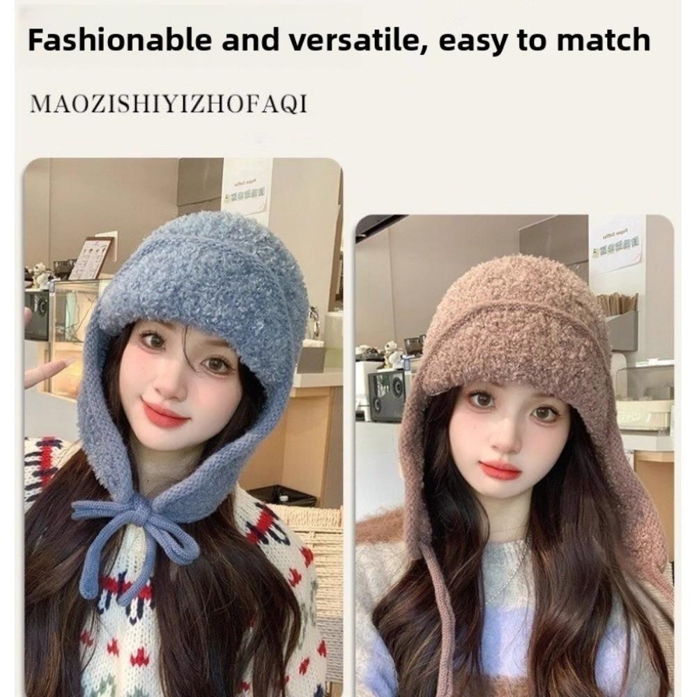 Warm Knitted Hat Windproof Earflap Hat Cute Beanies Cap