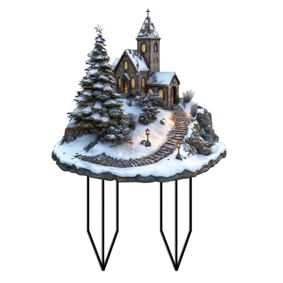 Рождественский снежный колышек для дома, акриловый садовый декоративный колышек, зимний деревенский дом, рождественский декоративный колышек для лужайки на патио