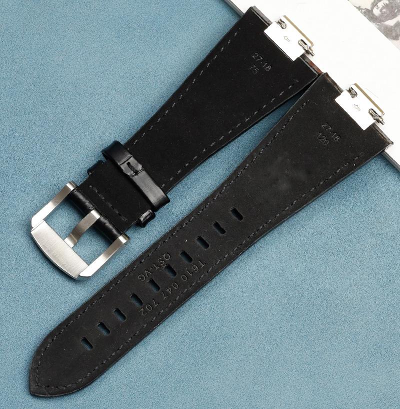 12MM For Tissot PRX Series T137410A T137410 Silver Butterfly Buckle + Genuine Leather Curved End Watch Band Strap Bracelet For T137