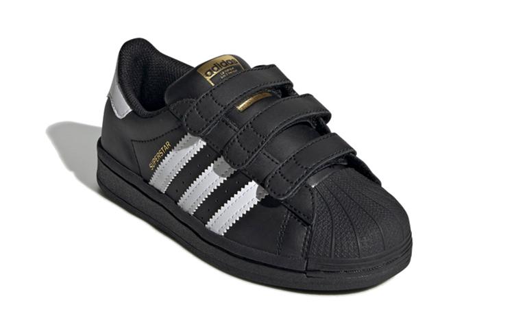 adidas Оригиналы SUPERSTAR Модные Противоударные Низкие Кеды для Скейтборда Черно-белые Дети Возраст 3 7 Лет EF4840