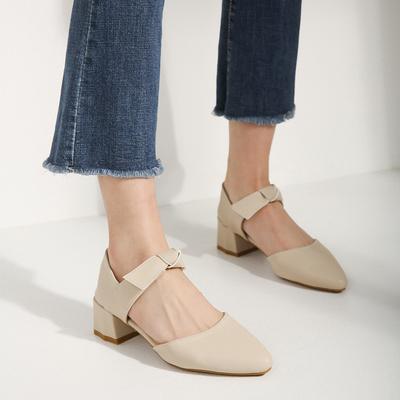 Yue Xinwang кожаные балетки для женской обуви Хуэйчжоу каблуки виноград мать с теми же тапочками носить универсальные полые сандалии женщины