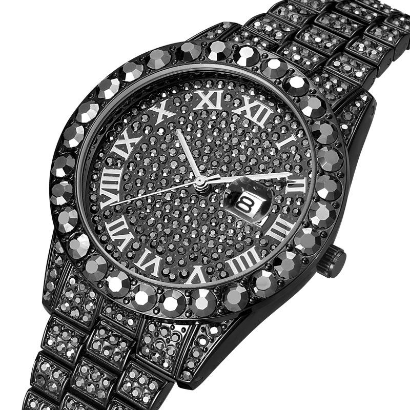 Горячие часы Hip Hop Iced Out для мужчин, бренд MISSFOX, модные блестящие кварцевые часы, роскошные наручные часы с бриллиантами