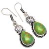 Green Turquoise Gemstone Handmade Gift For Her Silver Jewelry Earrings 1.5"