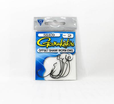 Gamakatsu 58409 Крючок Worm с офсетным цевьем EWG NSB Размер 2, 6 штук в упаковке (9602)