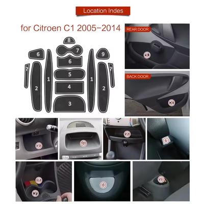 Для Citroen C1 2005 - 2014 Противоскользящий коврик в слот ворот, подставка для чашки, накладка в паз двери, нескользящие коврики, подставки, аксессуары для интерьера автомобиля
