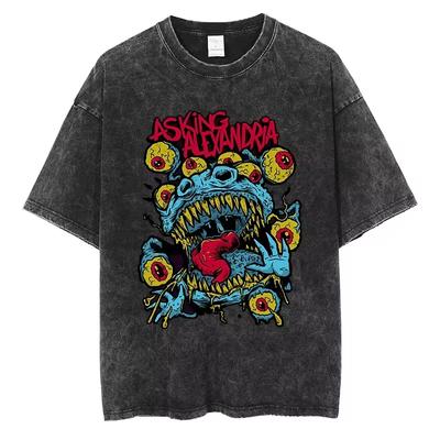 ASKING ALEXANDRIA Готический Многоглазый Дьявол Графический Принт Футболка Мужская Женская Уличная Одежда Хлопок Винтажная Оверсайз Черная