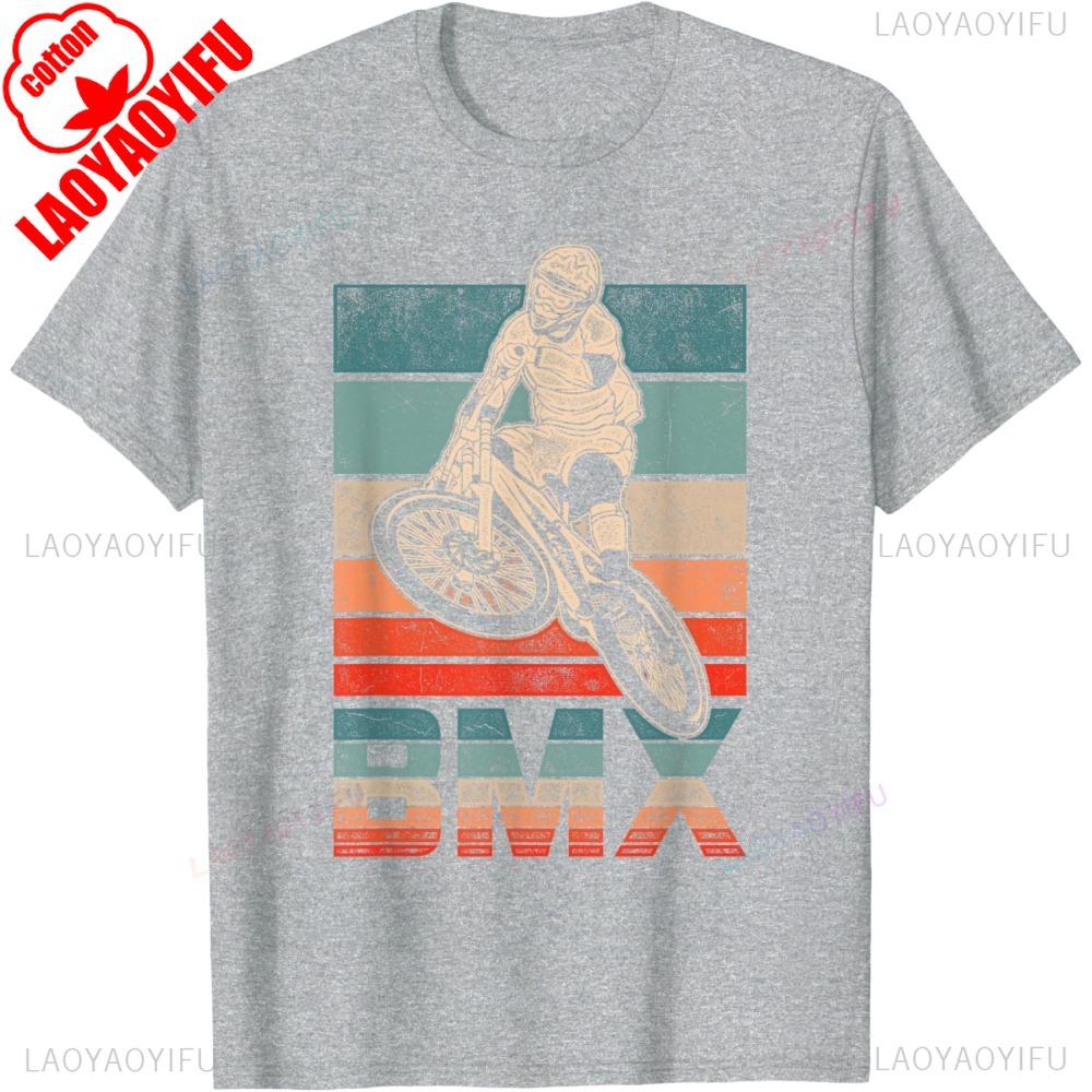 Подарок для поклонников винтажных BMX велосипедов Мальчики Подростковый велосипед BMX Футболка BMX Повседневная Модная Свободная Летний стиль Короткий рукав Мужская футболка Хип-хоп Футболки