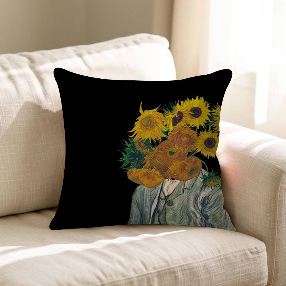 Vincent Van Gogh Oil INS Office Cushion Pillowcase Car Cushion Cover45X45CM Lumbar Pillowcase Sofa Pillowcover