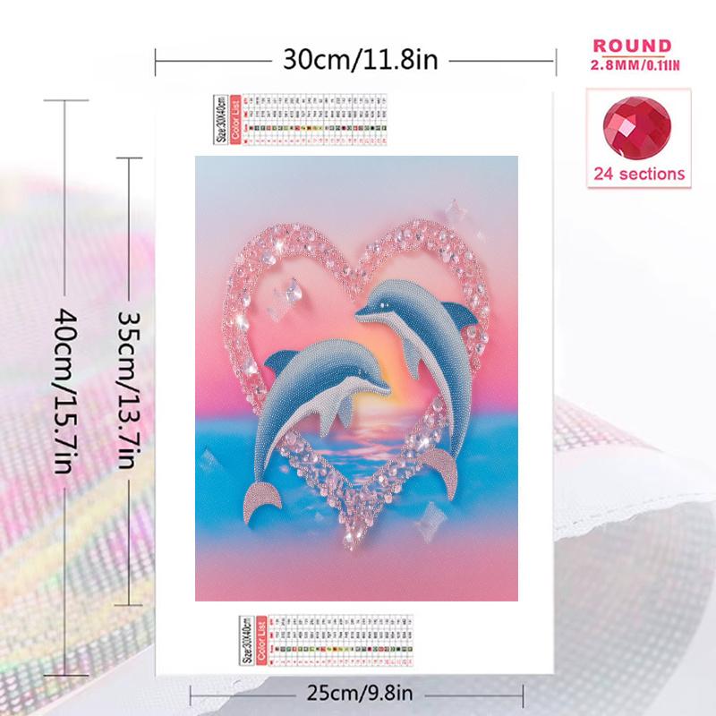 Cartoon colorful dolphin Pattern 3pcs 100% Round Full Drill 5D DIY Diamond Painting Embroidery Cross Stitch Rhinestone Décor