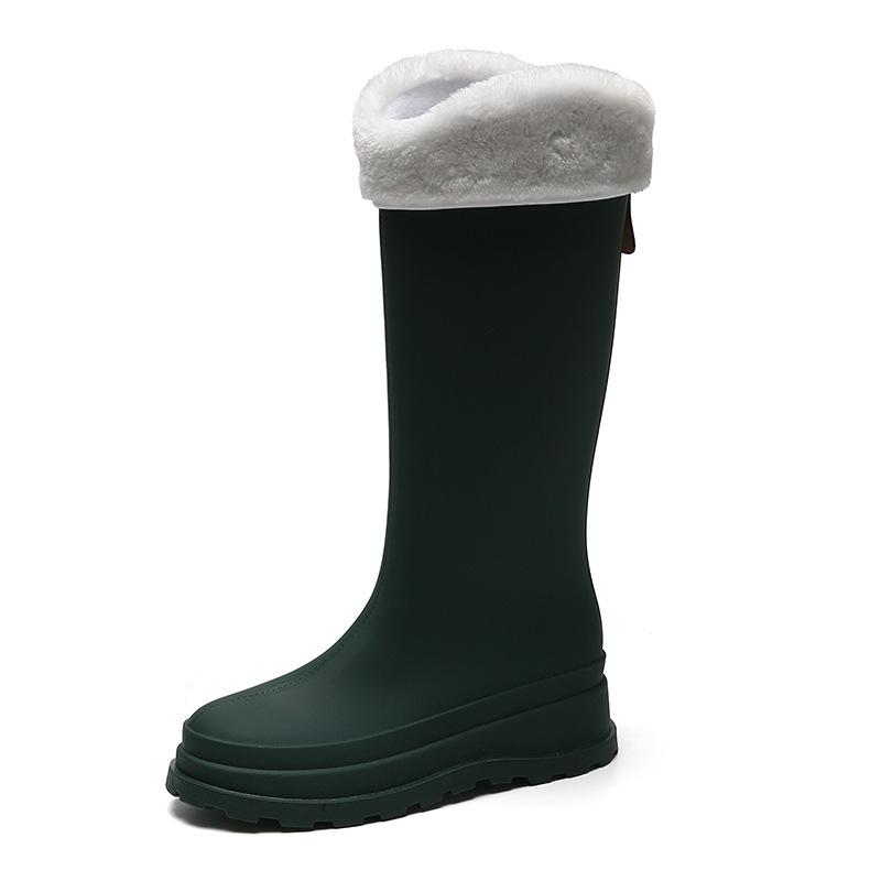 Женские модные универсальные взрослые флисовые высокие резиновые сапоги