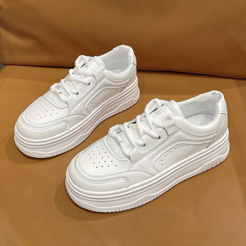 Маленькие белые туфли, детская весенне-осенняя обувь, новинка, толстая подошва, повышающая упругость, универсальная кожаная поверхность, повседневная обувь для сноуборда