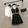 Womens Spring Summer Dresses V-Neck High Waist Ruffle Dress Fashion Casual Beach Dresses Set